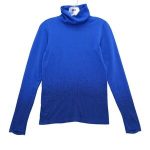 Athleta Flurry Base‎ Layer Blue Ombre Turtleneck Long Sleeve Top Thumbholes Sz M